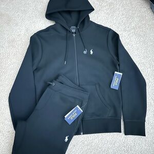 Ralph Lauren Black Sweatpants and hoodie with Iconic Logo